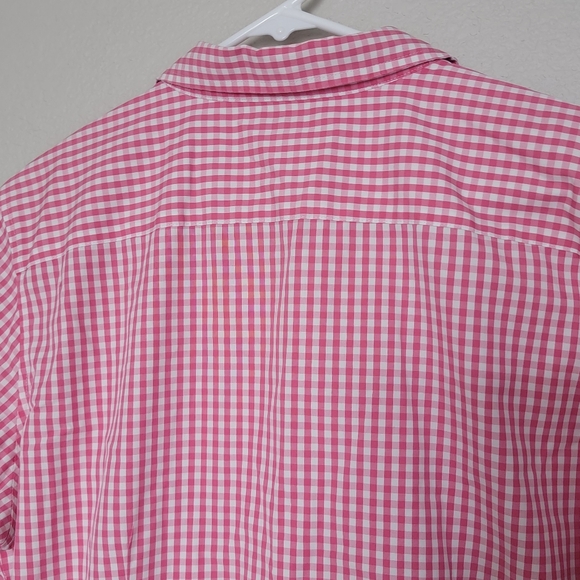 L.L.Bean Wrinkle Resist Button Up Women's Checked Pink and White Blouse Large - Picture 2 of 6